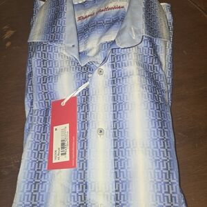 Men's Light Blue Geometric Casual Button-Down Shirt -